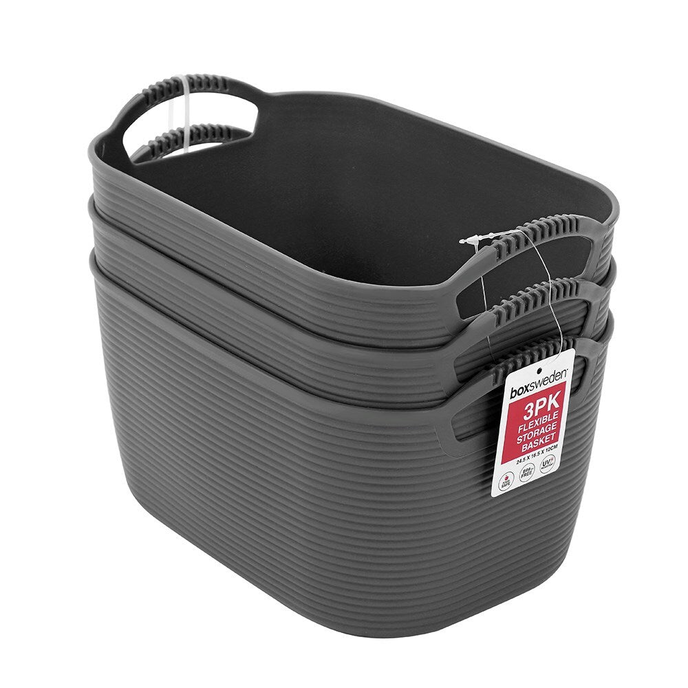 3PK Boxsweden 24.5cm Flexible Storage Basket Small - Assorted
