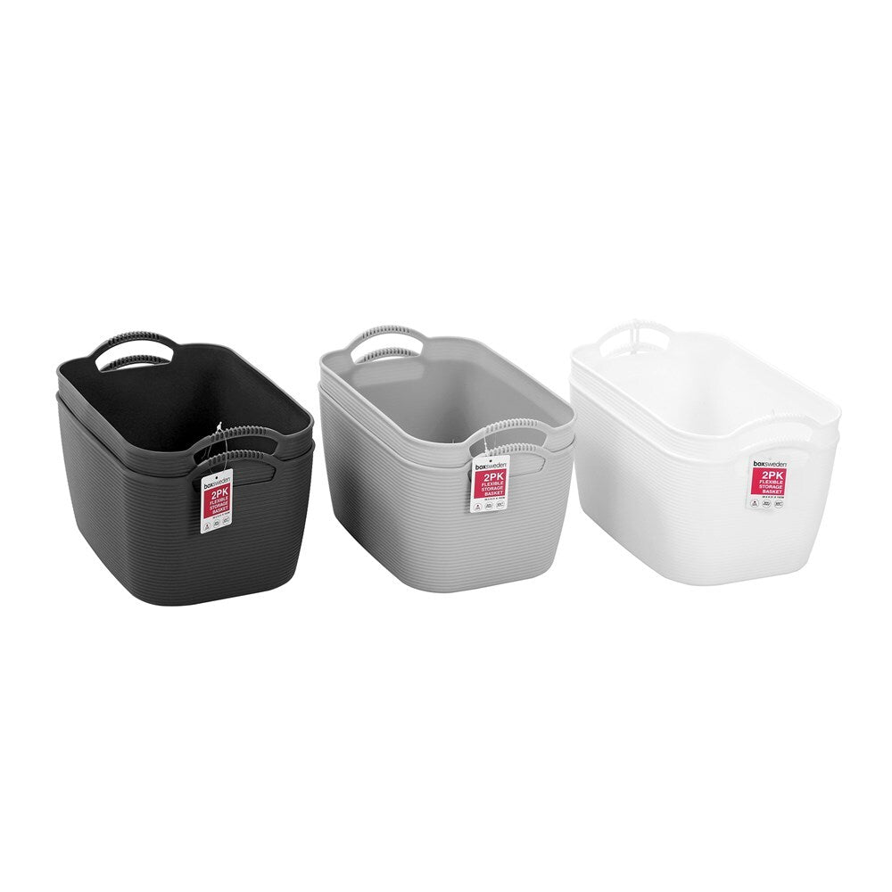 2PK Boxsweden 30.5cm Flexible Storage Basket Medium - Assorted