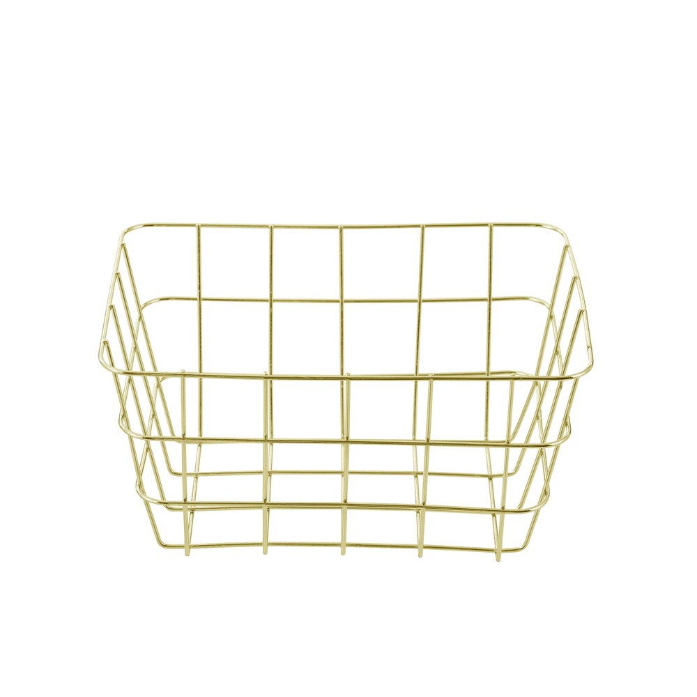 Boxsweden Small 24x18cm Wire Storage Basket - Gold