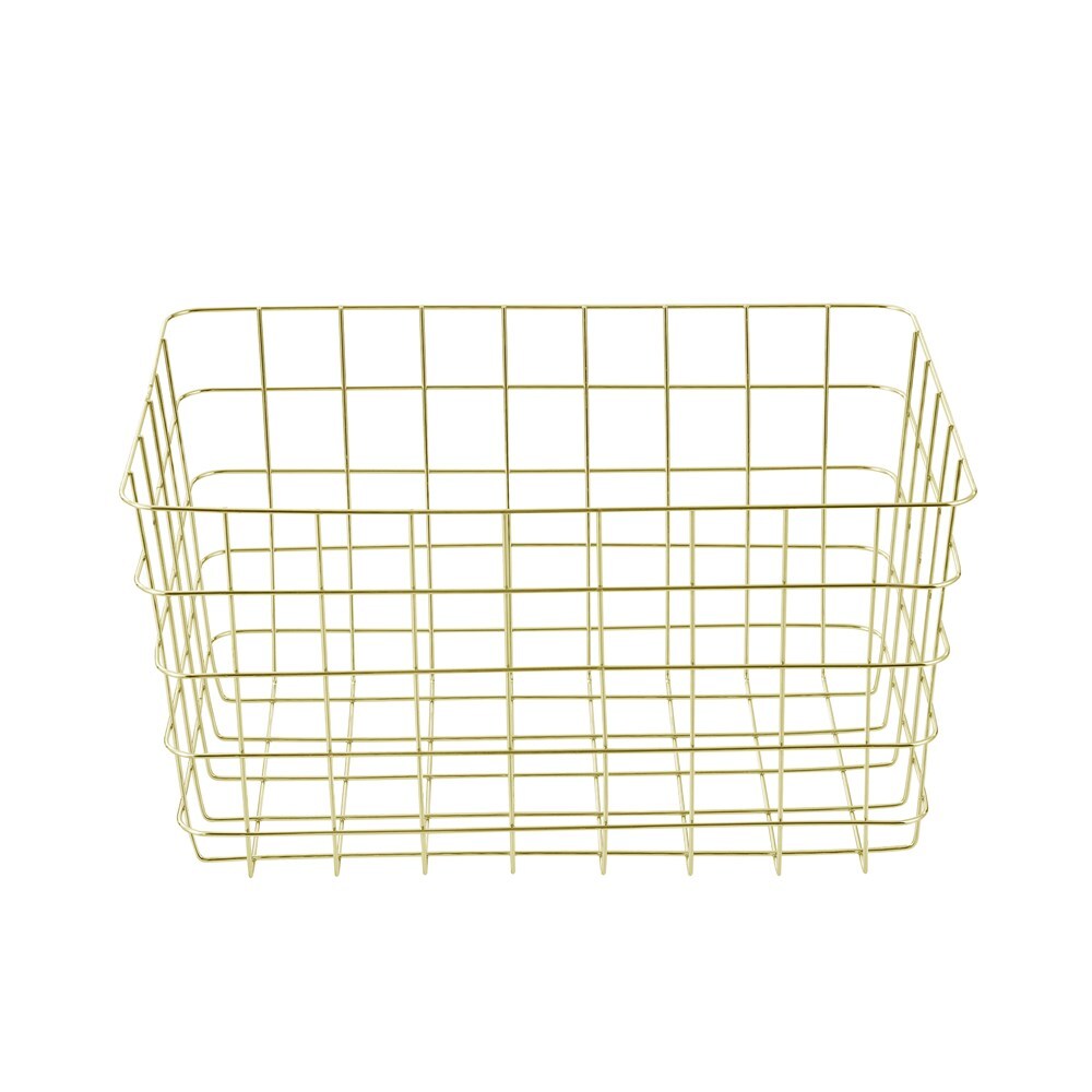 Boxsweden Large 38x26cm Wire Storage Basket - Gold