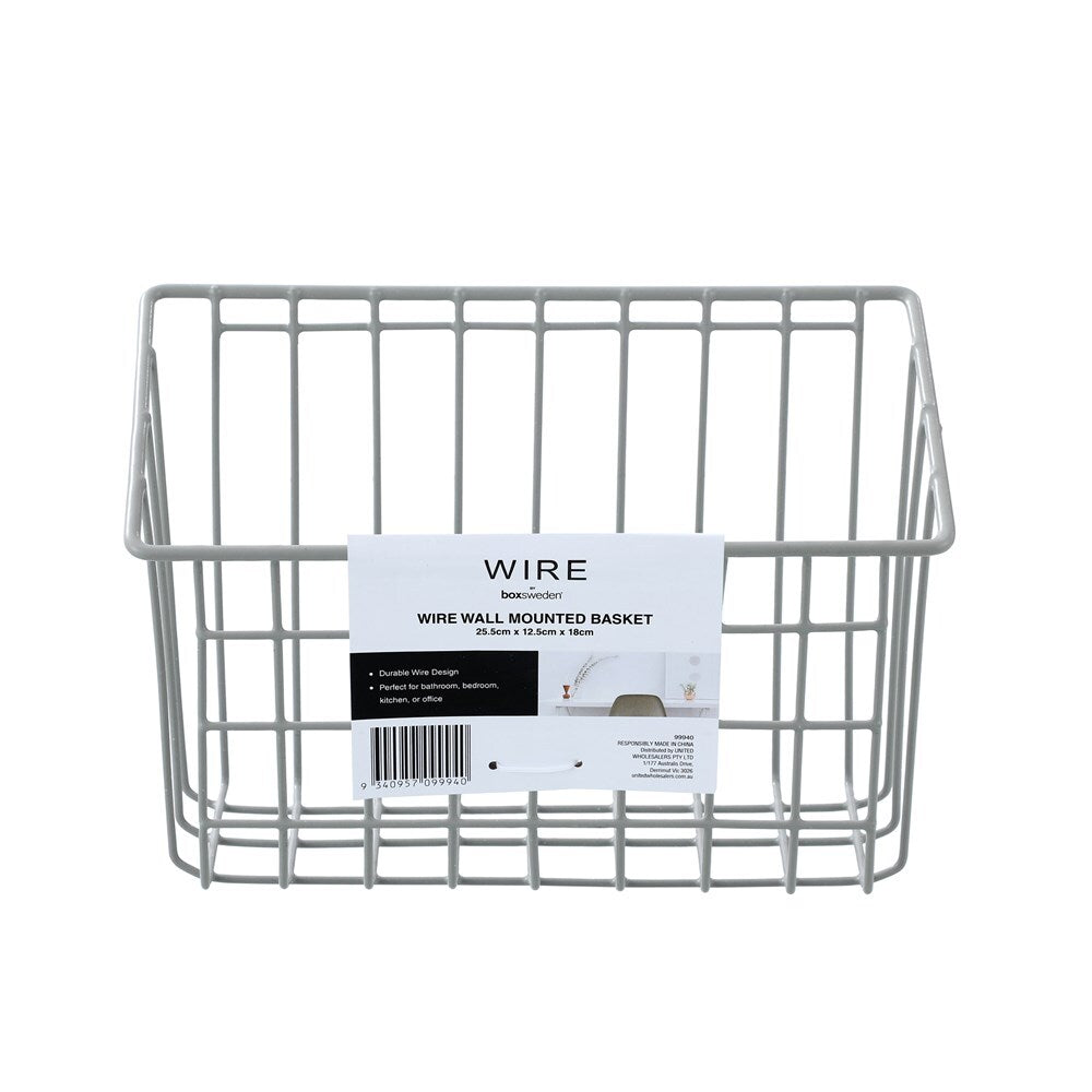 Boxsweden 25.5x12.5cm Wire Wall Mounted Basket - Assorted