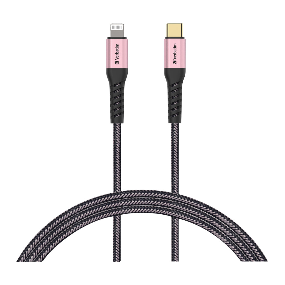 Verbatim 1.2m Type C to Lightning MFI-Certified Cable with Kevlar Rose Gold (2 Pack) — image 3