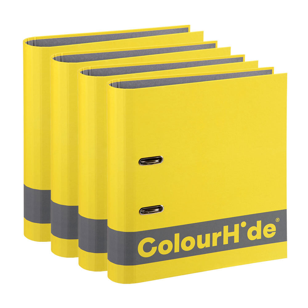 Colourhide A4 70mm 375 Sheets Silky Touch Lever Arch File - Yellow (4 Pack) — image 2