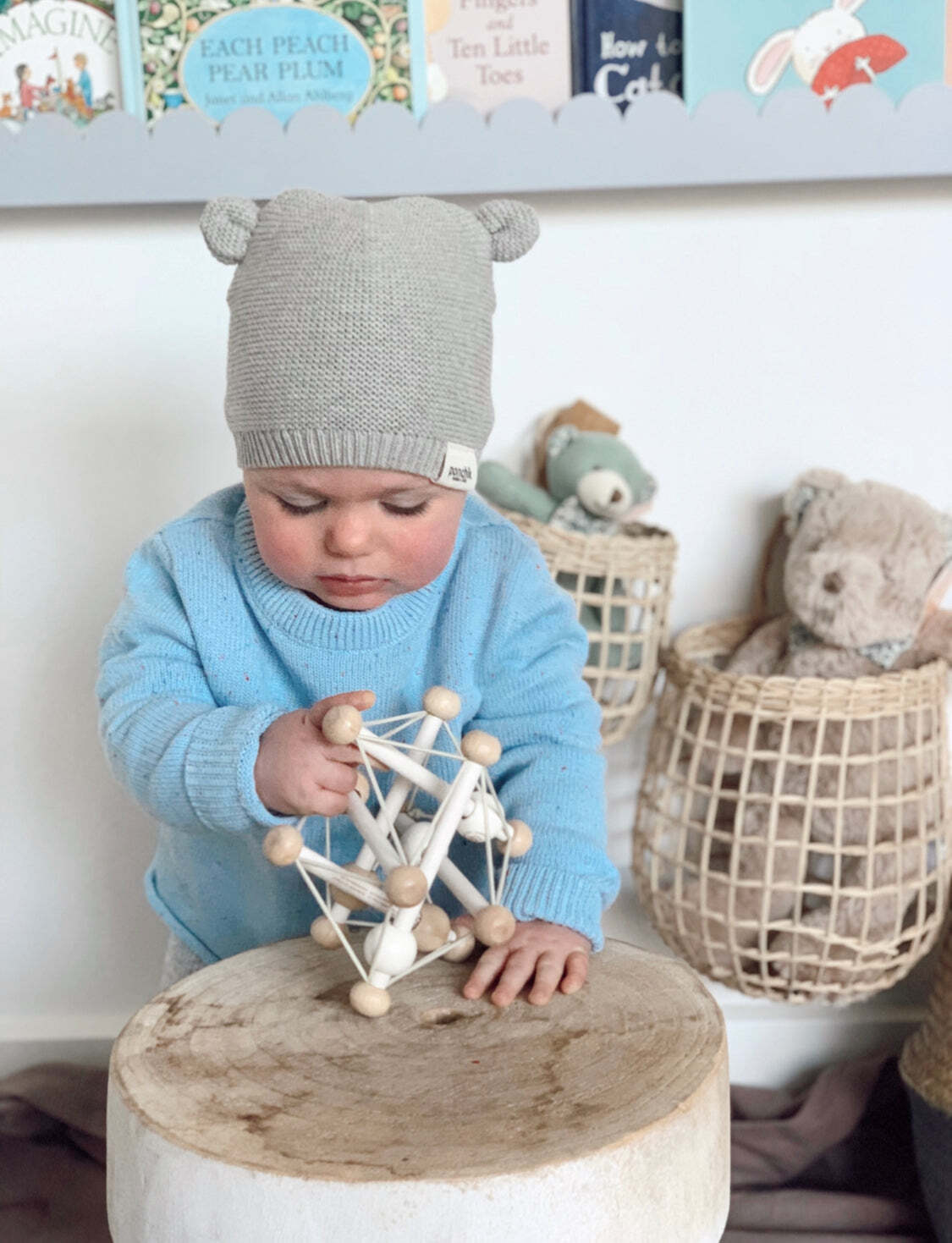111002921-ponchik-baby-toddler-bear-beanie-koala-speckle-knit-size-3-12m