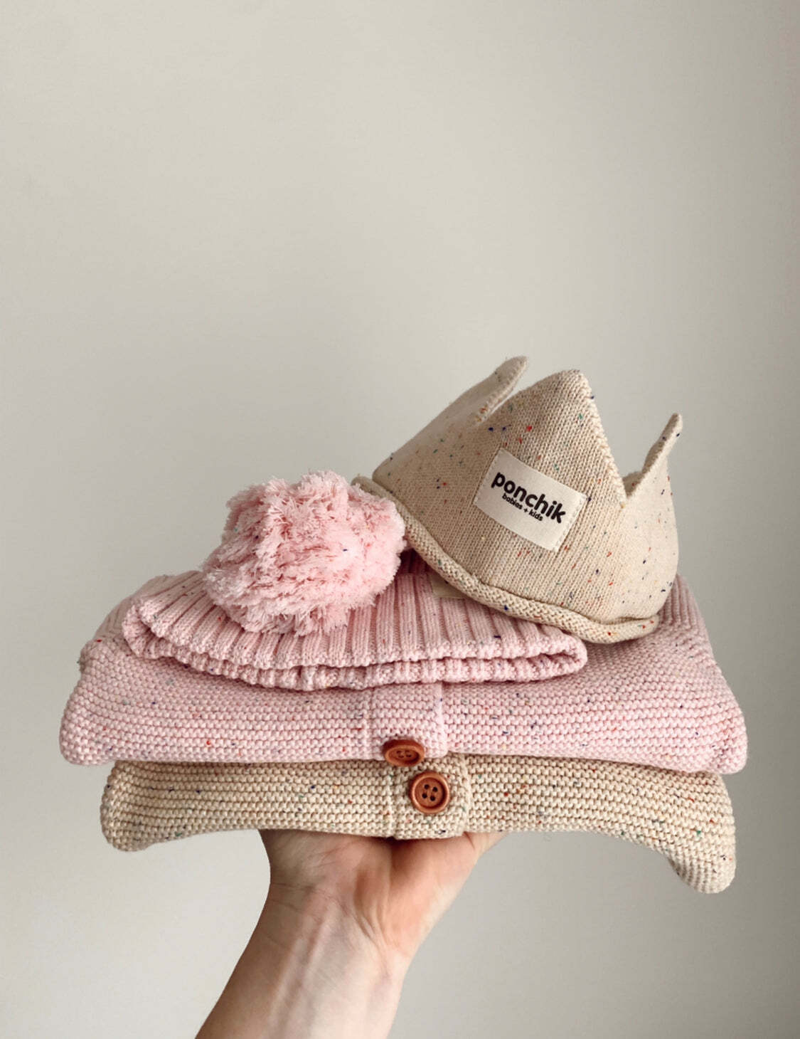 11100296-ponchik-baby-toddler-cotton-crown-headband-carmel-speckle-knit-size-3-24-m