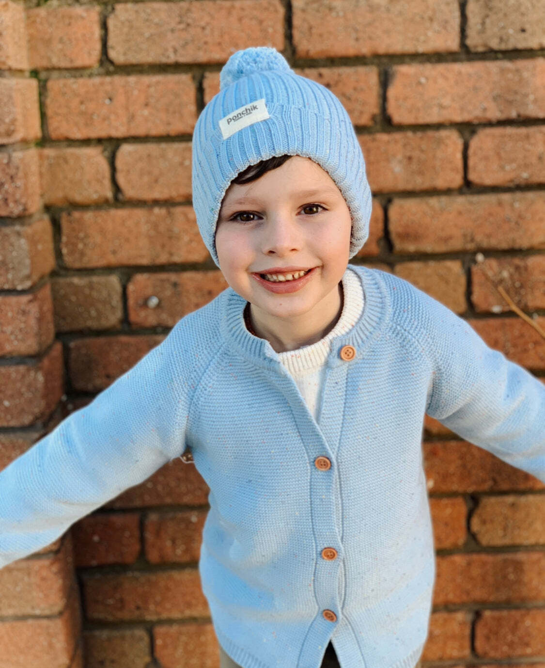 11100334-ponchik-baby-toddler-pom-pom-ribbed-beanie-mist-speckle-knit-size-3-6m