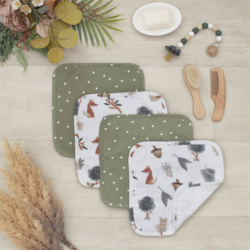 4033123-4pc-living-textiles-wash-cloths-forest-retreat-olive-dots