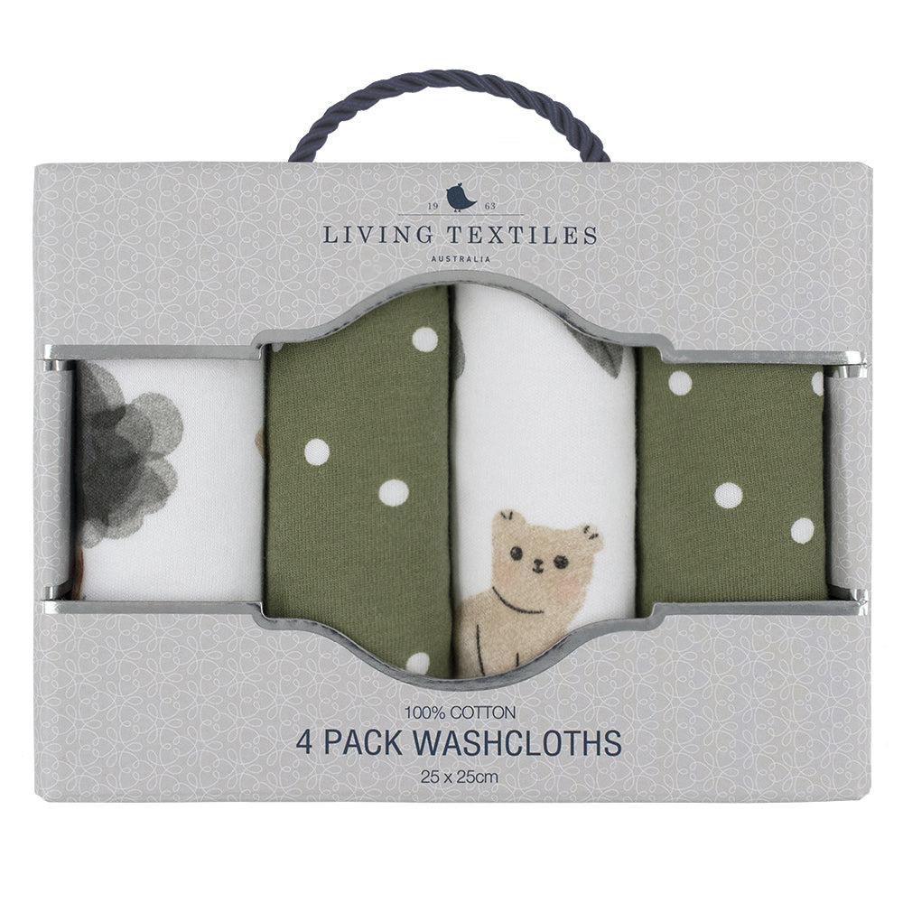 4033123-4pc-living-textiles-wash-cloths-forest-retreat-olive-dots