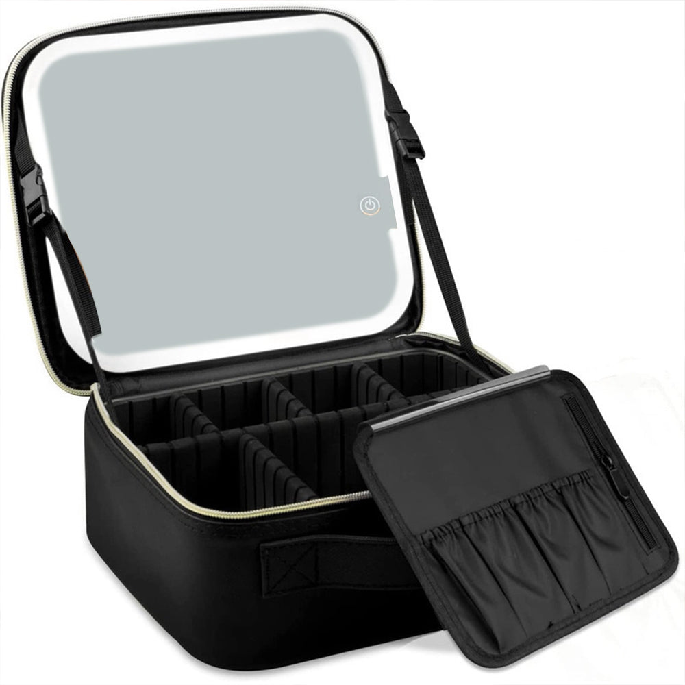 82728-impressions-rechargeable-26-5cm-cosmetic-beauty-bag-w-led-mirror-black