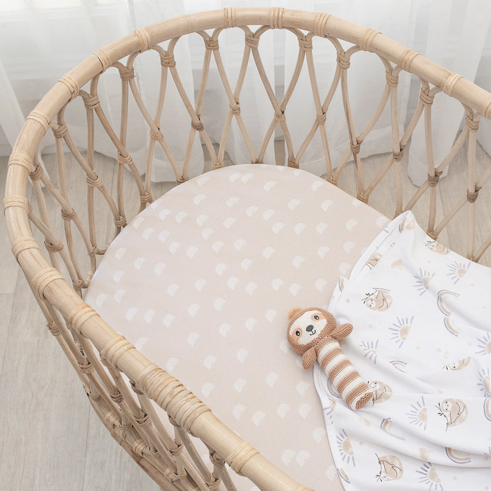 2pc Living Textiles Bassinet Fitted Sheets Sloth/Rainbow