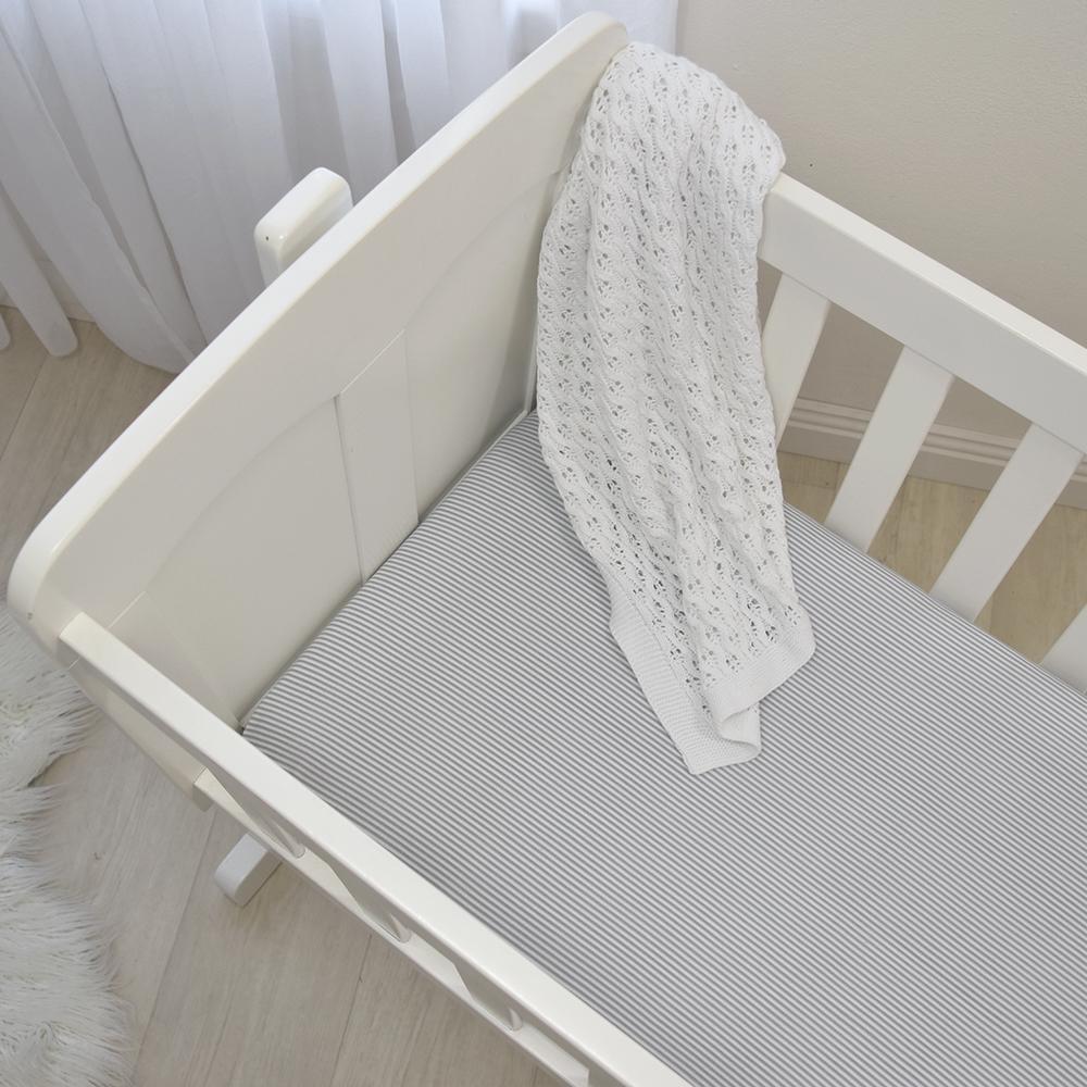 2pc Living Textiles Jersey Bassinet Fitted Sheet Grey Stripe/Melange