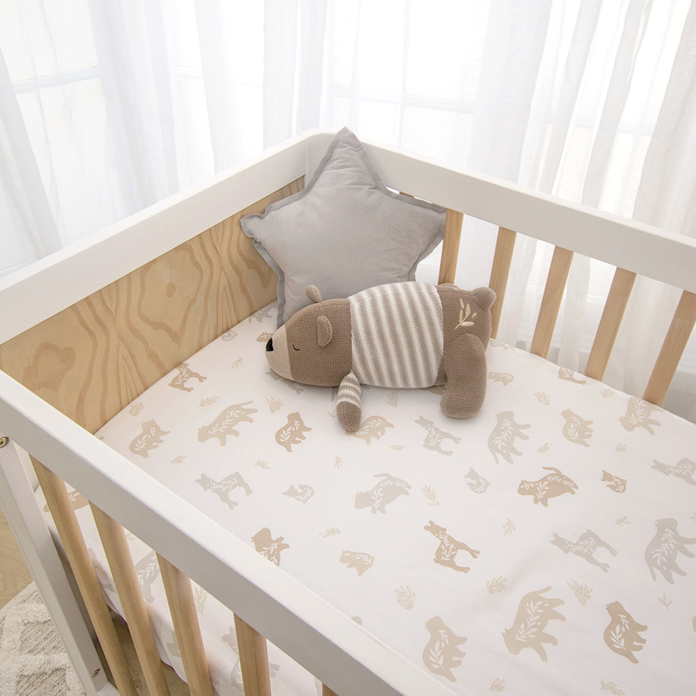 Lolli Living Bedside Bassinet Fitted Sheet Bosco Bear