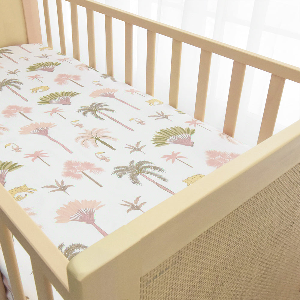 Lolli Living Fitted Cot Sheet - Tropical Mia 75x135x19cm