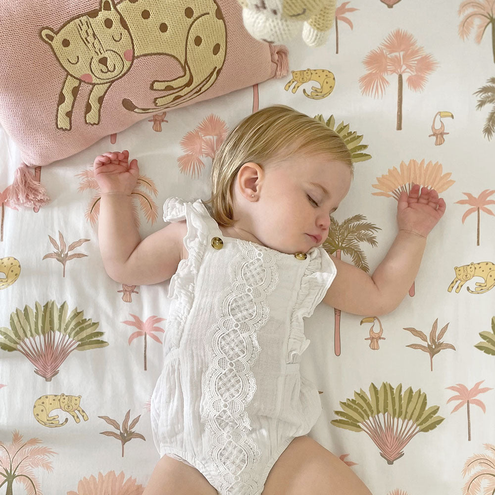 Lolli Living Fitted Cot Sheet - Tropical Mia 75x135x19cm