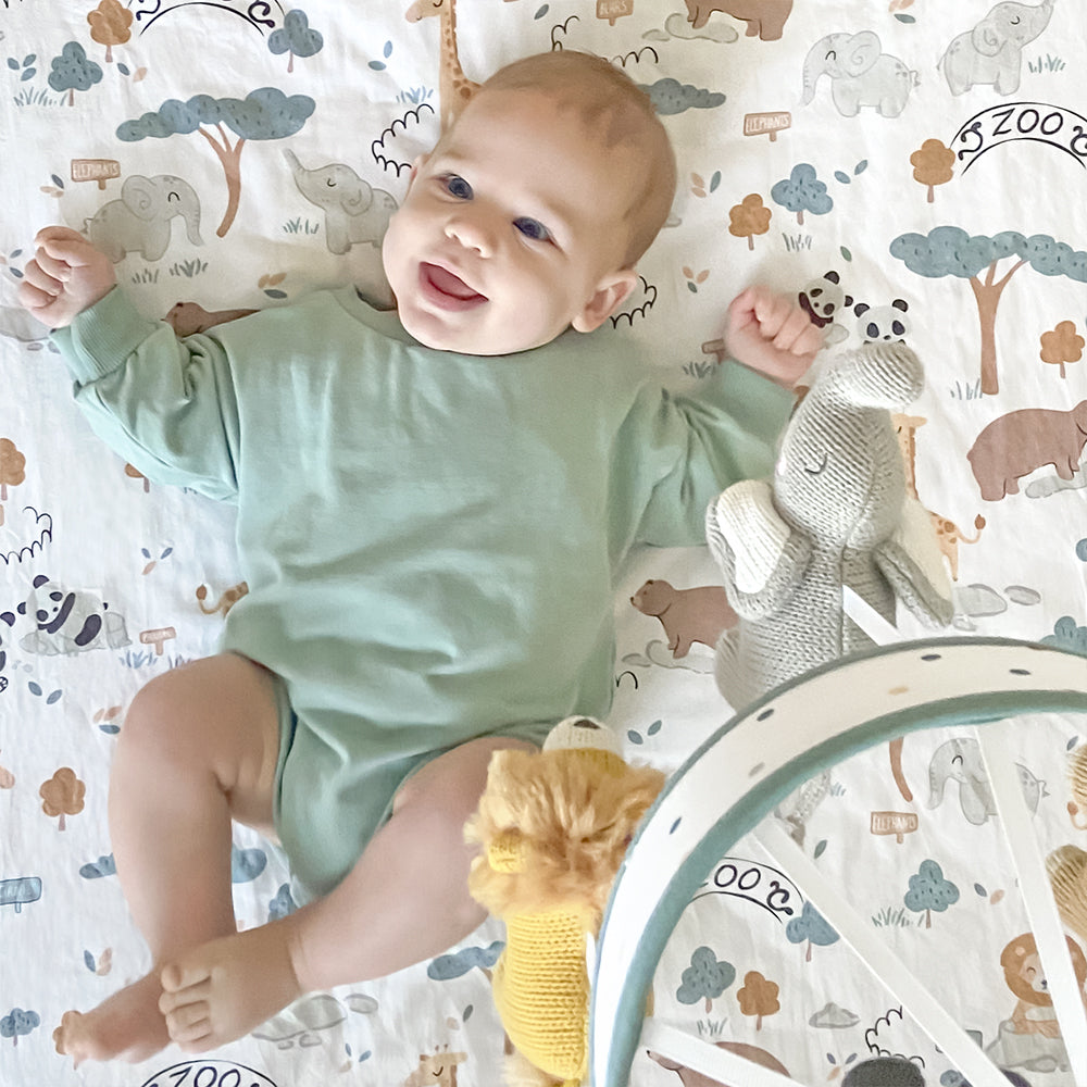 Lolli Living Cot Fitted Sheet Cotton Day at the Zoo
