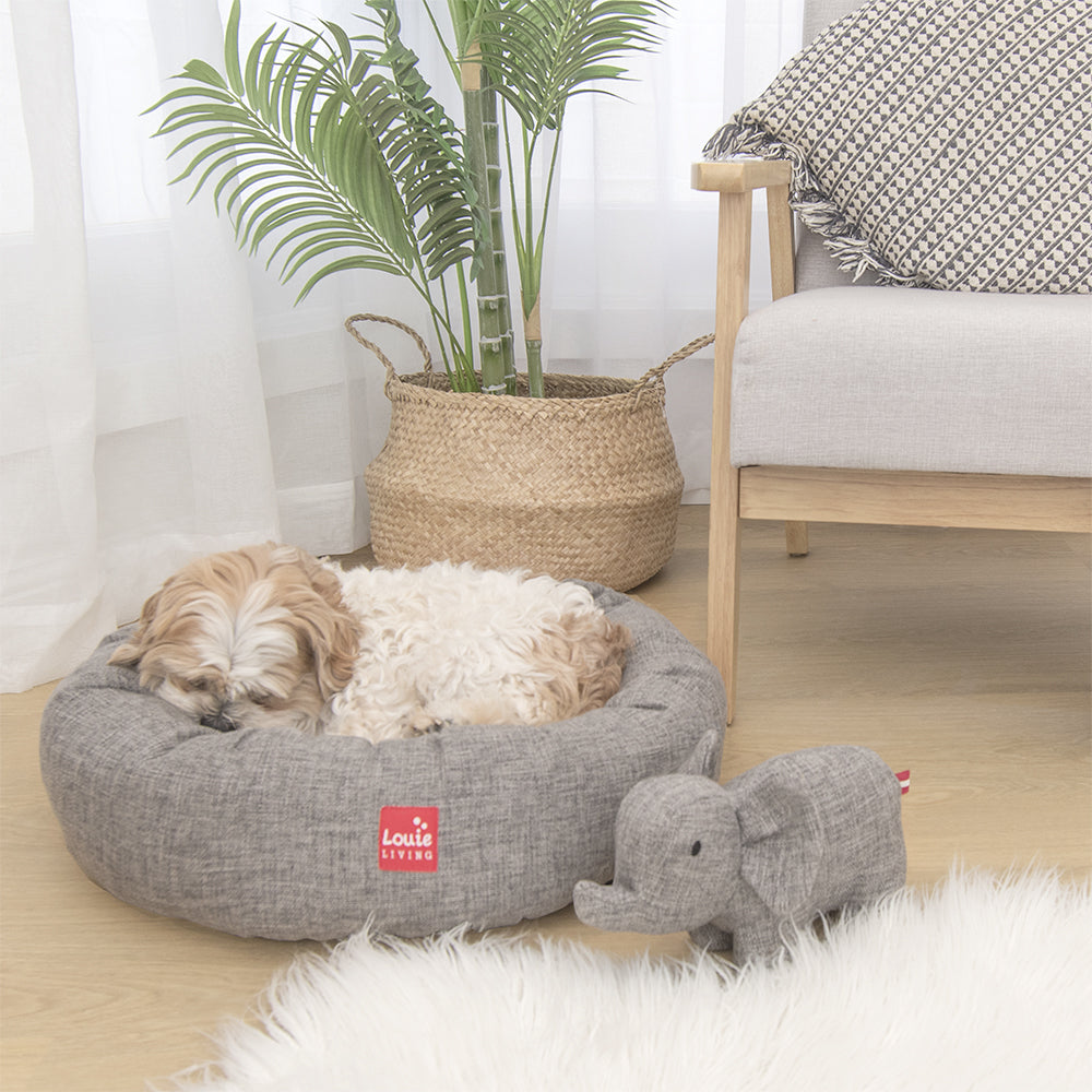 Louie Living Donut Dog/Pet Bed/Lounger Small Grey/White