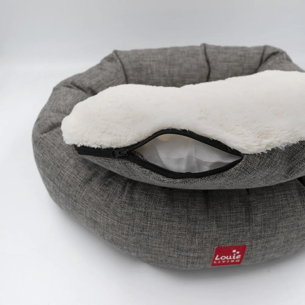Louie Living Donut Pet/Dog Lounger/Bed Medium - Grey