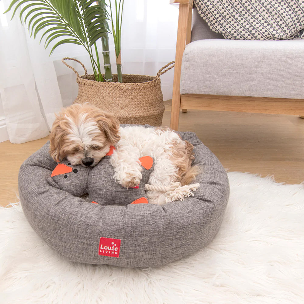 Louie Living Donut Pet/Dog Lounger/Bed Medium - Grey