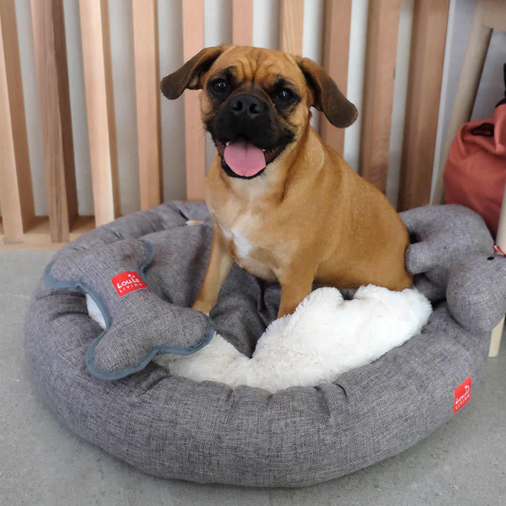 Louie Living Donut Pet/Dog Lounger/Bed Medium - Grey