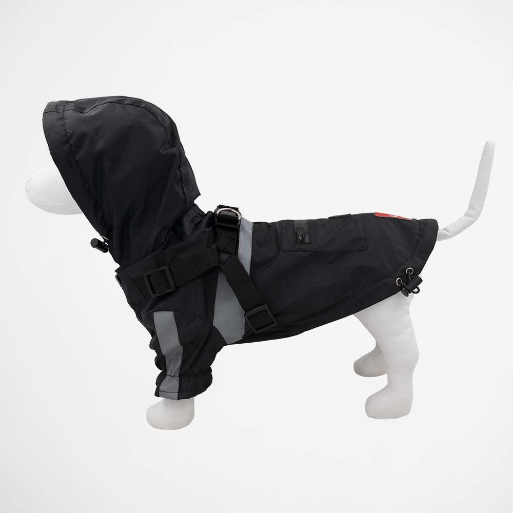 Louie Living Adjustable Pet/Dog Raincoat Medium Black