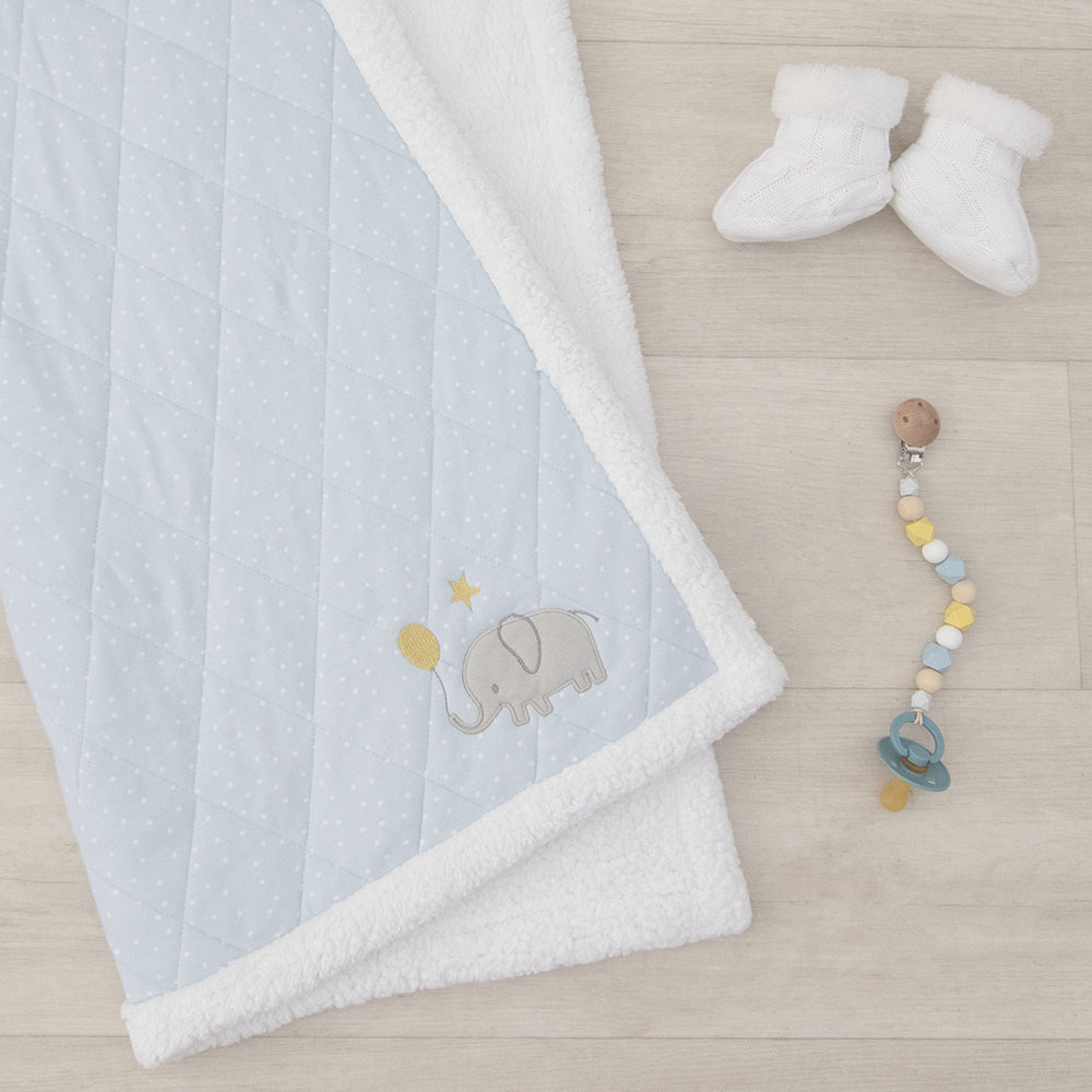 Living Textiles Quilted Jersey Sherpa Blanket Mason Elephant