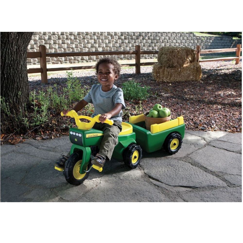 46088-john-deere-ride-on-pedal-trike-tractor-pull-wagon-kids-children-toy-tricycle