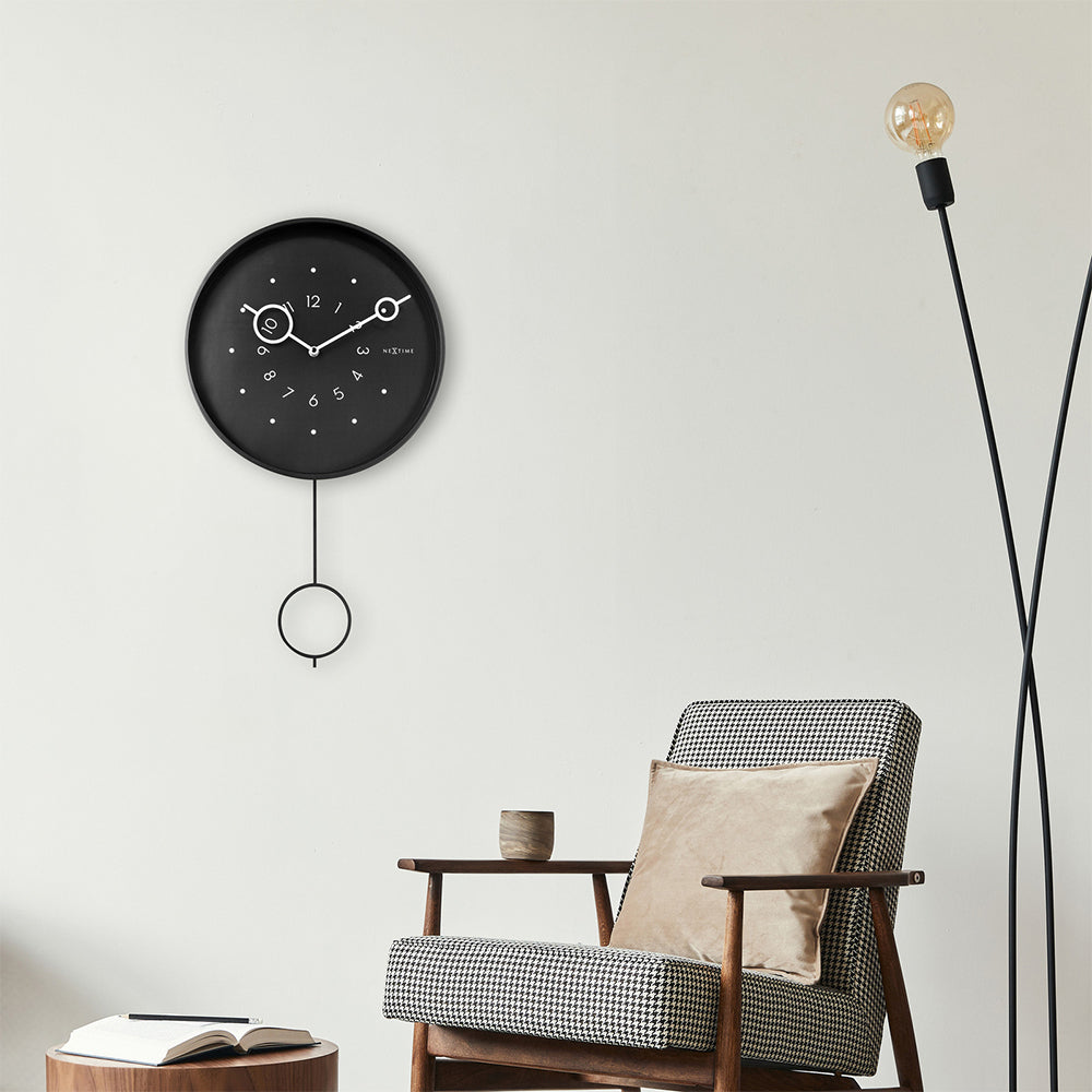 573295zw-nextime-60cm-loop-pendulum-metal-round-analogue-wall-clock