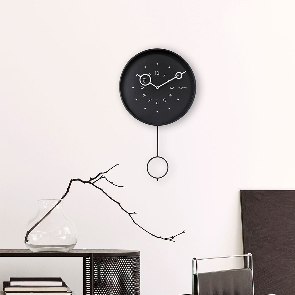 573295zw-nextime-60cm-loop-pendulum-metal-round-analogue-wall-clock