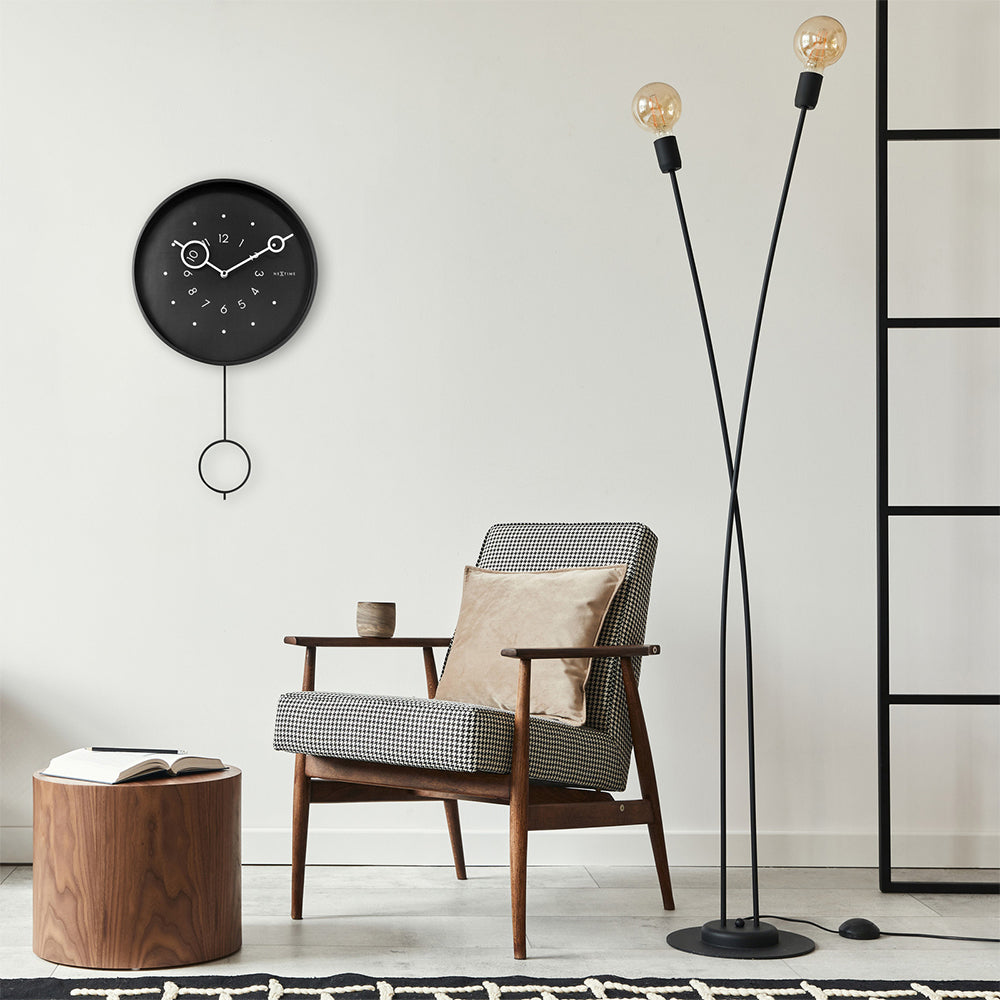 573295zw-nextime-60cm-loop-pendulum-metal-round-analogue-wall-clock