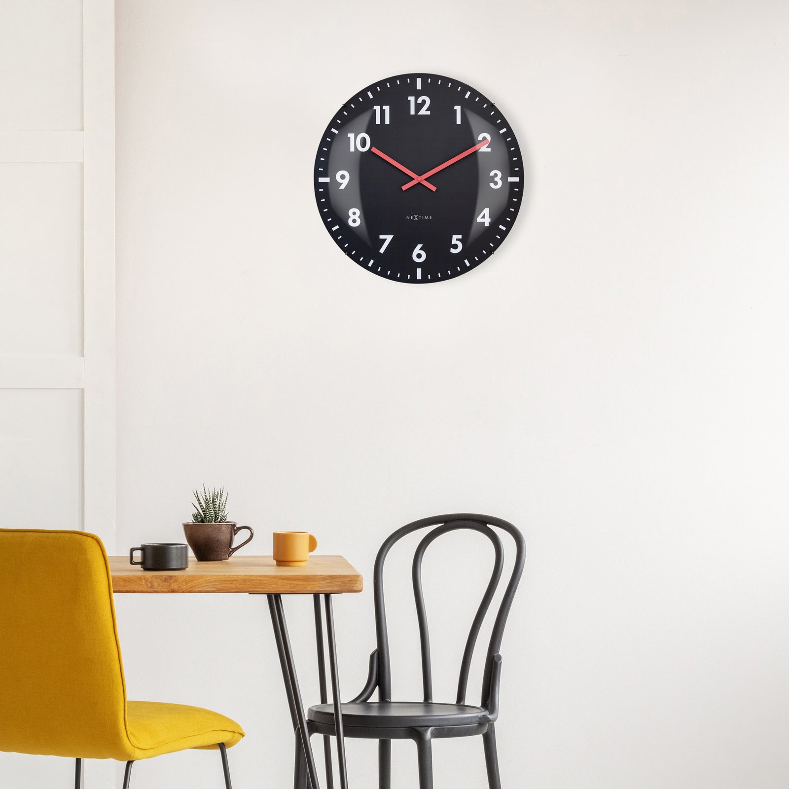 573298zw-nextime-duomo-glass-analogue-50cm-wall-clock-black
