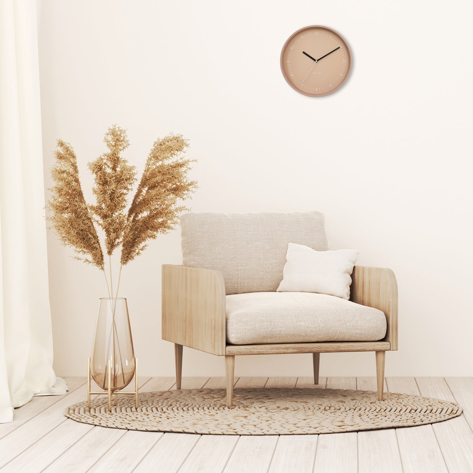 573305rz-nextime-berlin-glass-analogue-30cm-wall-clock-pink