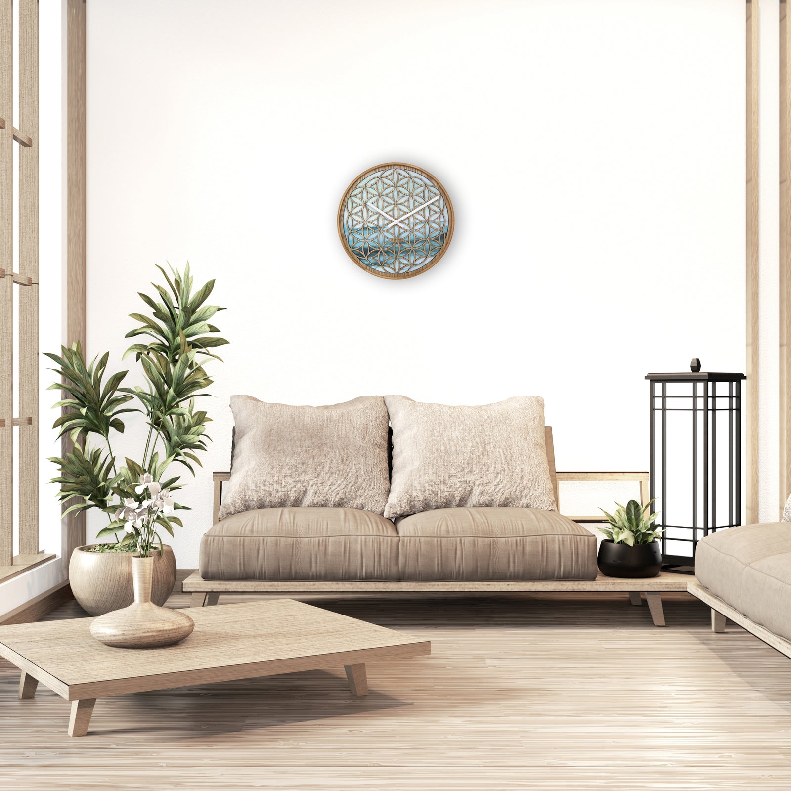 573306-nextime-concord-wood-analogue-40cm-wall-clock-green