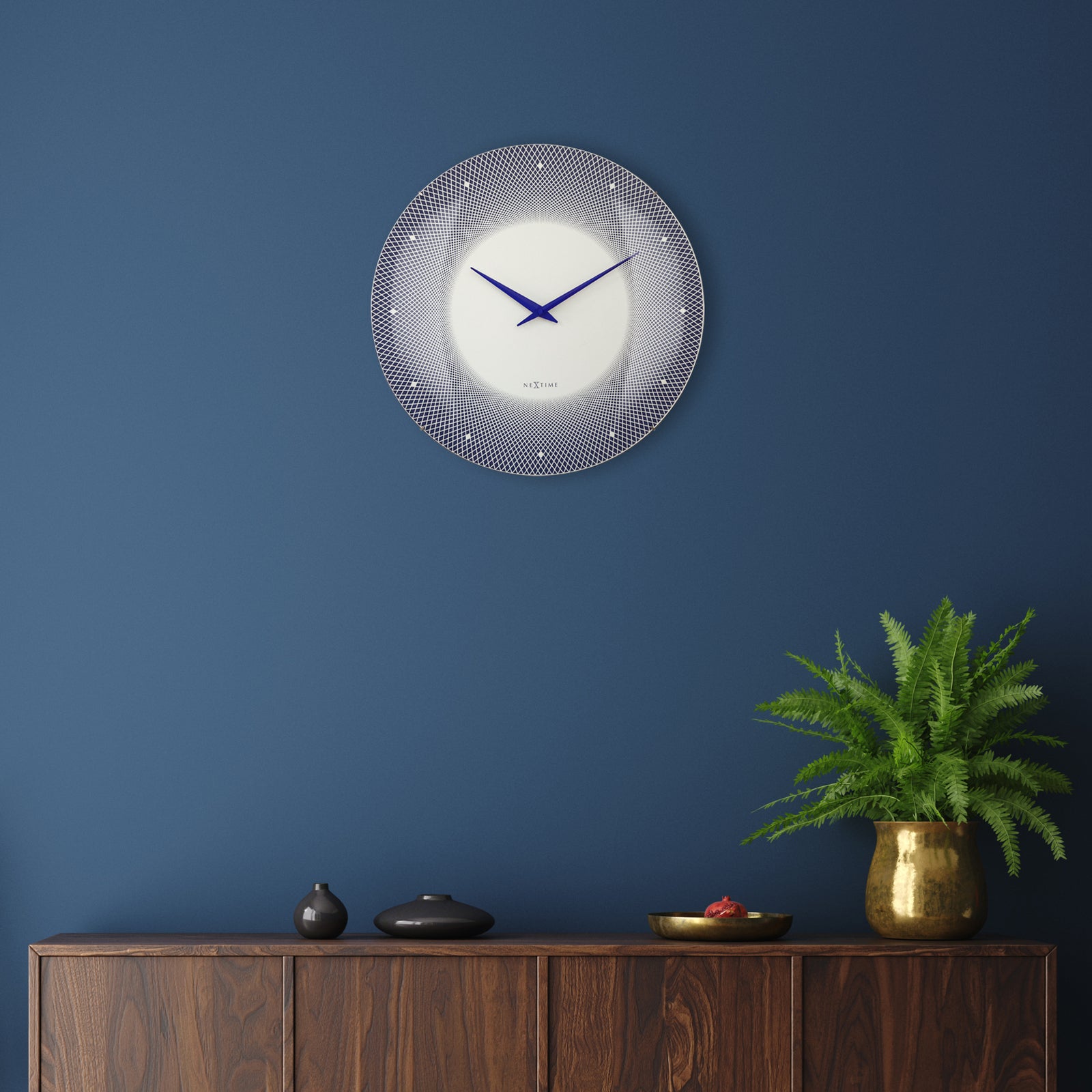 573315bl-nextime-deep-glass-analogue-50cm-wall-clock-blue