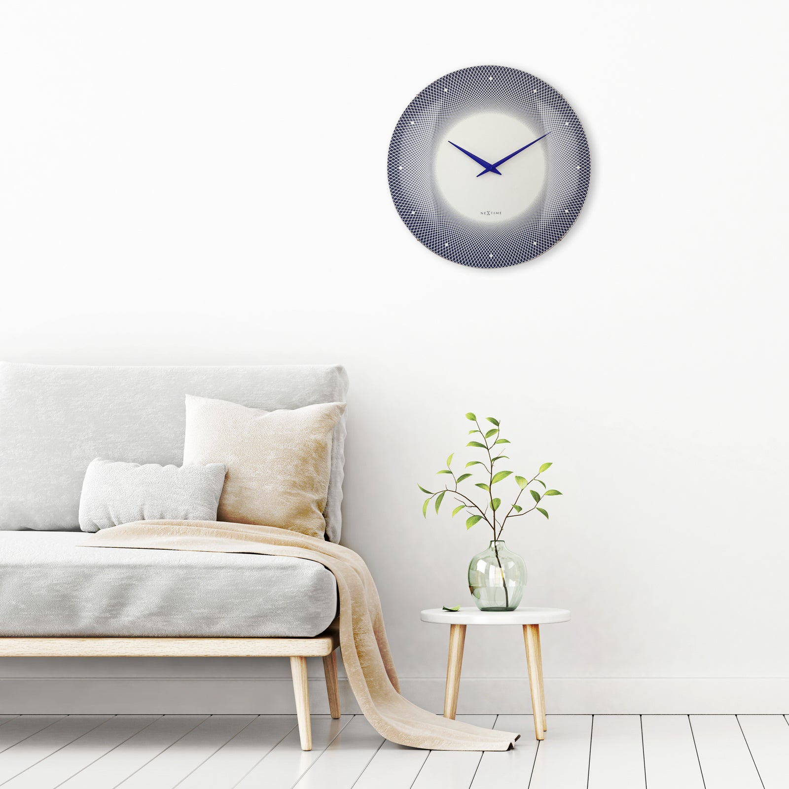 573315bl-nextime-deep-glass-analogue-50cm-wall-clock-blue