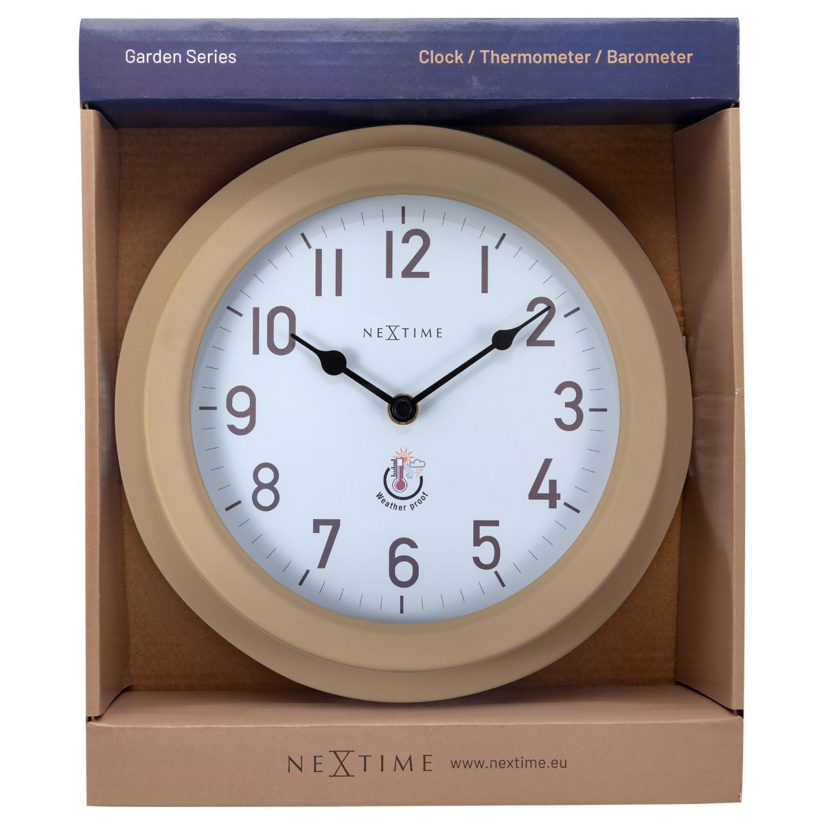 574301br-nextime-22cm-poppy-weatherproof-round-metal-outdoor-wall-clock-brown