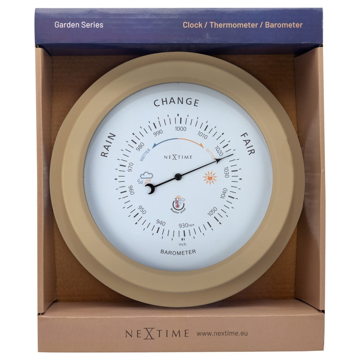 574303br-nextime-orchid-22cm-weatherproof-outdoor-barometer-metal-brown