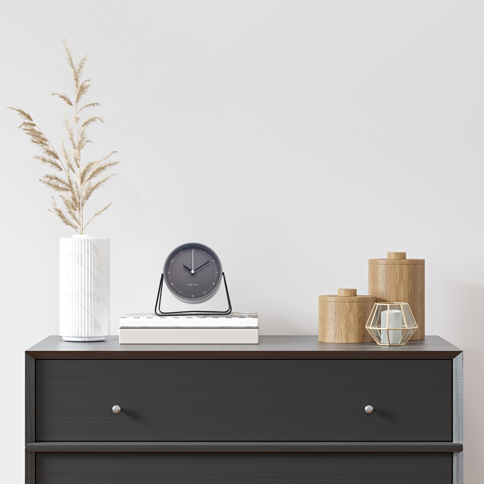 575240gs-nextime-berlin-14x13cm-table-alarm-clock-w-night-light-grey