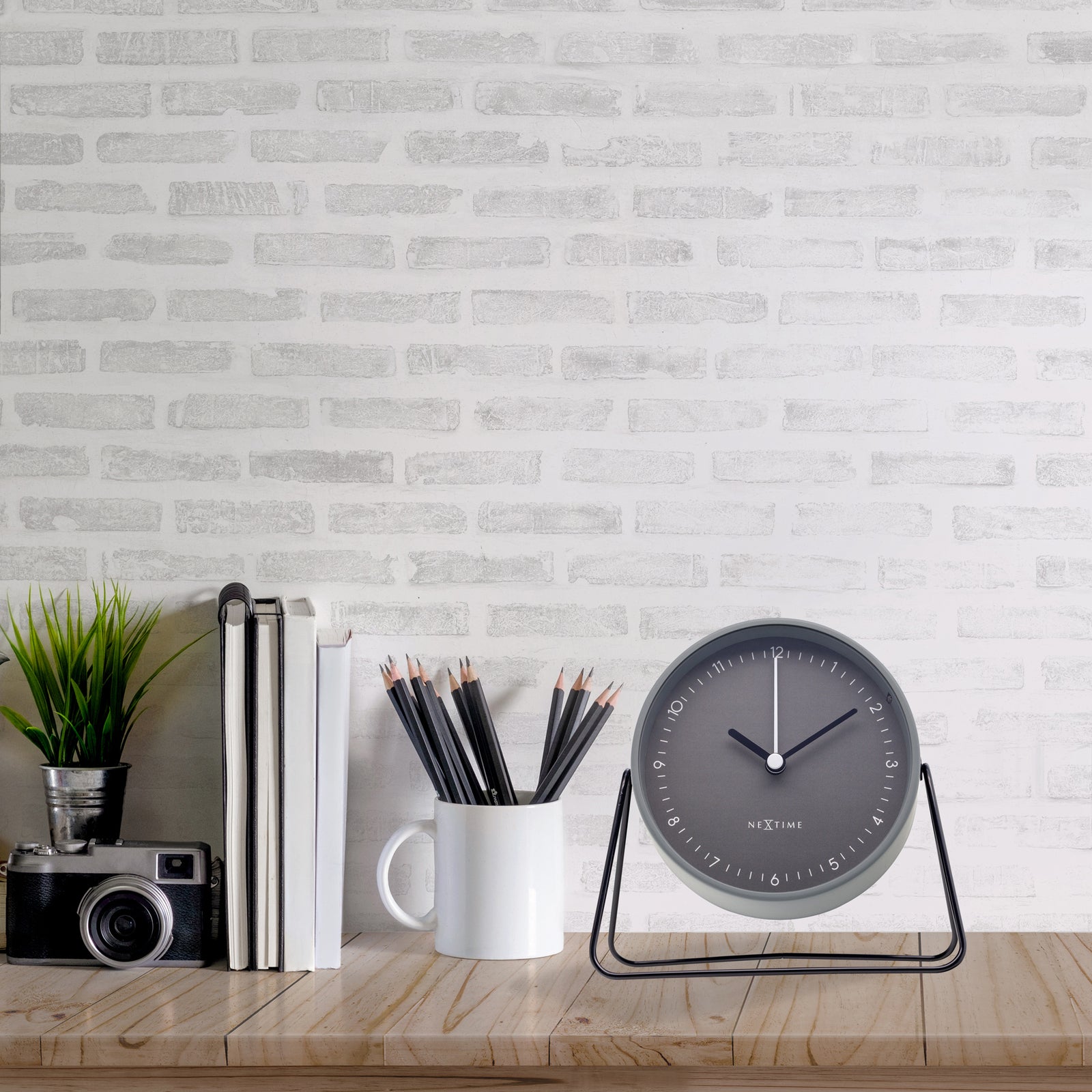 575240gs-nextime-berlin-14x13cm-table-alarm-clock-w-night-light-grey