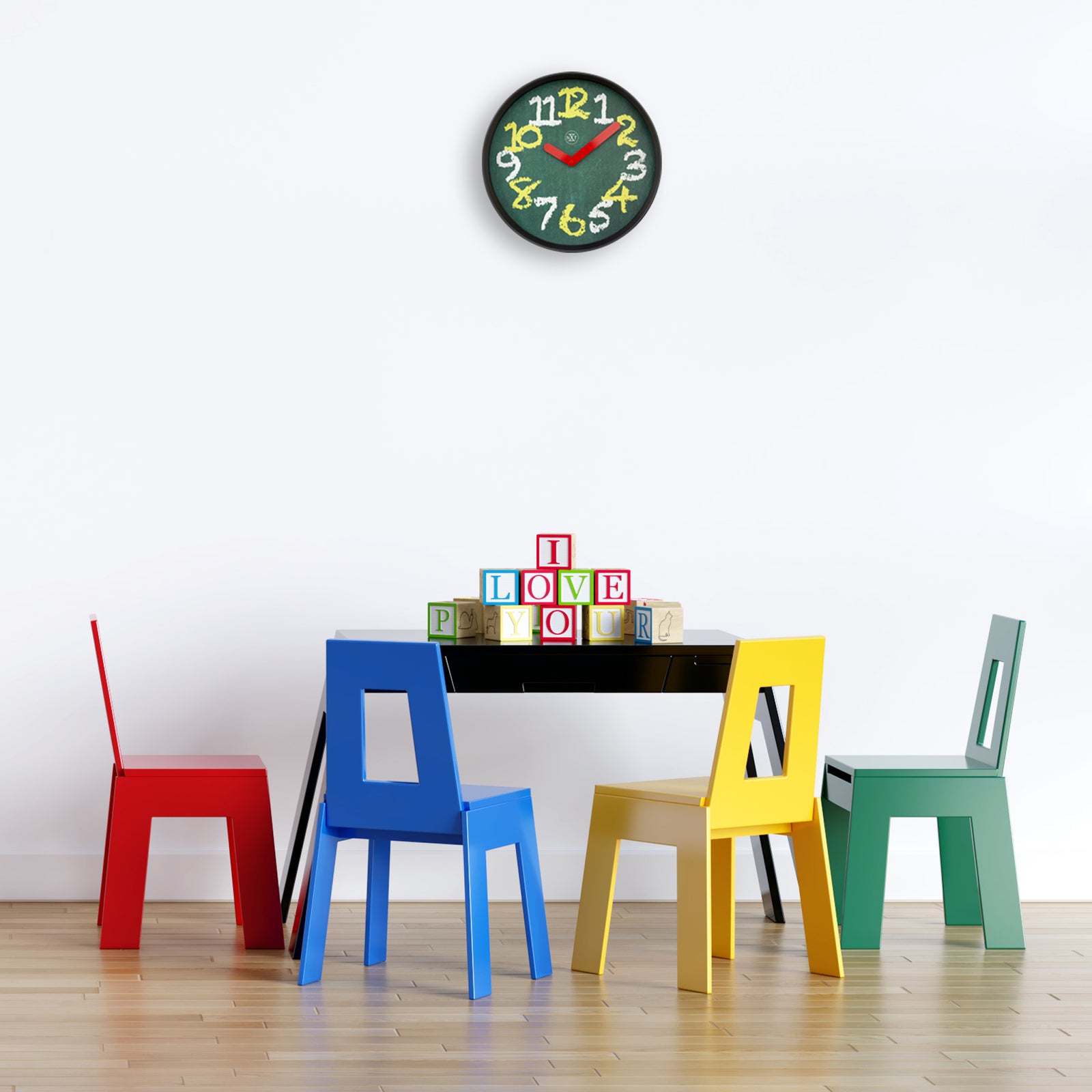 577365gn-nextime-chalkboard-plastic-analogue-30cm-wall-clock-green