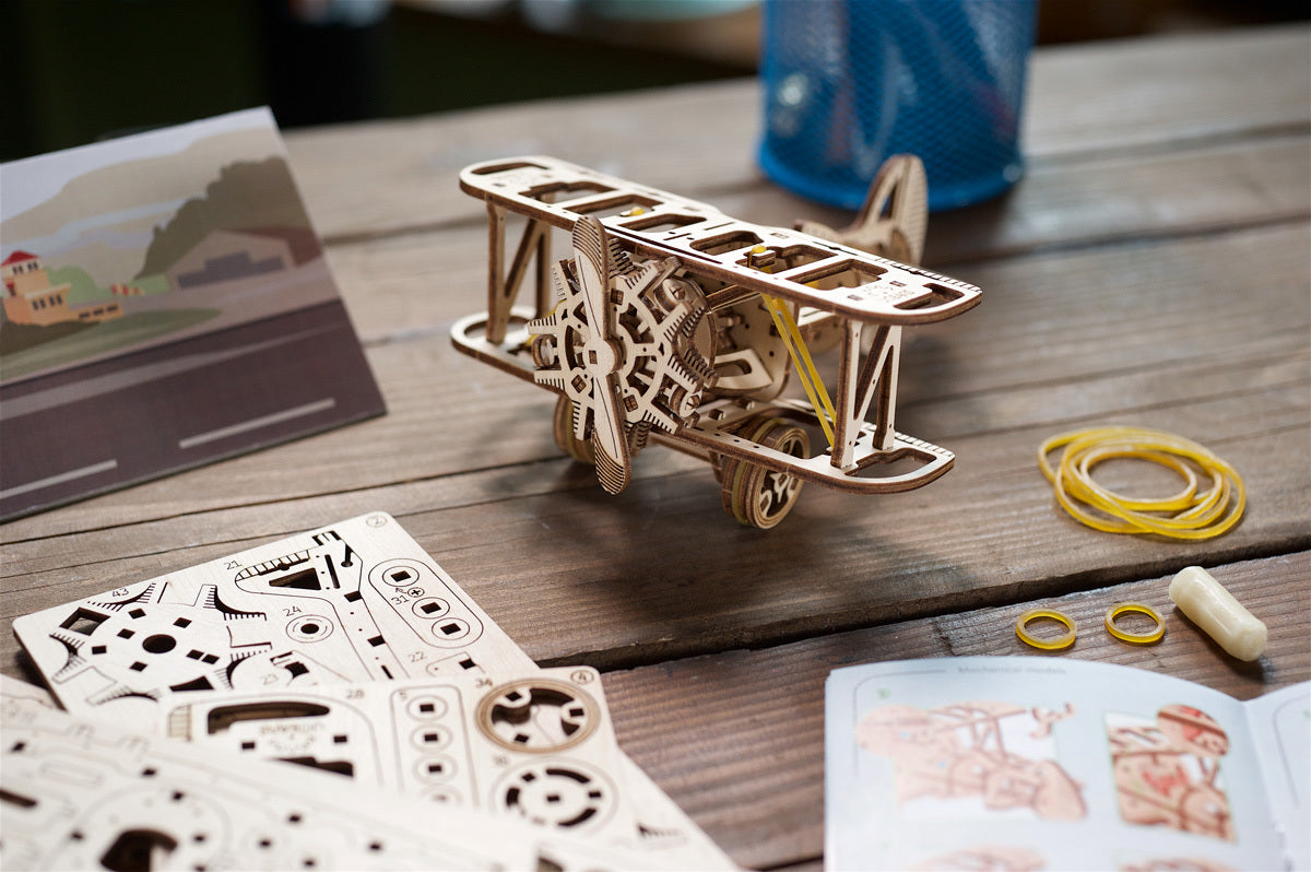 70159-ugears-mini-biplane-mechanical-diy-wooden-3d-puzzle-84pc