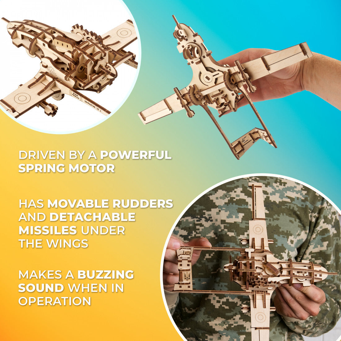 70189-ugears-bayraktar-tb2-combat-drone-wooden-3d-puzzle-12pc