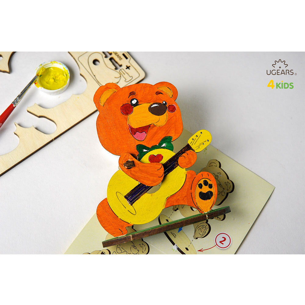 Ugears 3D Painting Bear DIY Wooden Puzzle 8pc