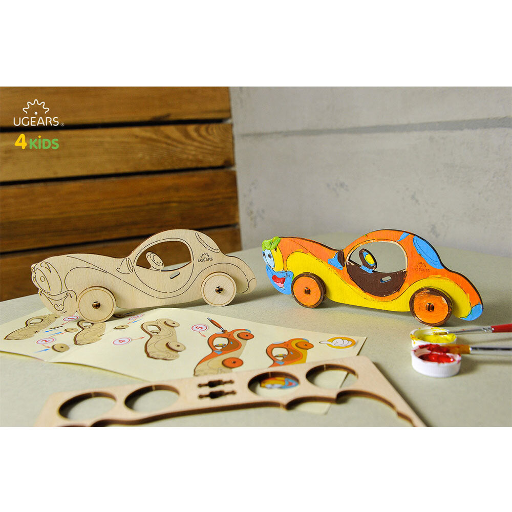 Ugears 3D Colouring Car DIY Wooden Puzzle 8pc