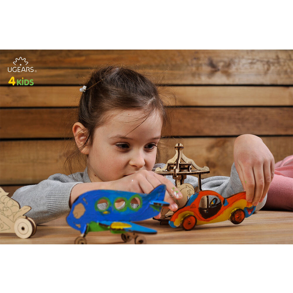 Ugears 3D Colouring Car DIY Wooden Puzzle 8pc