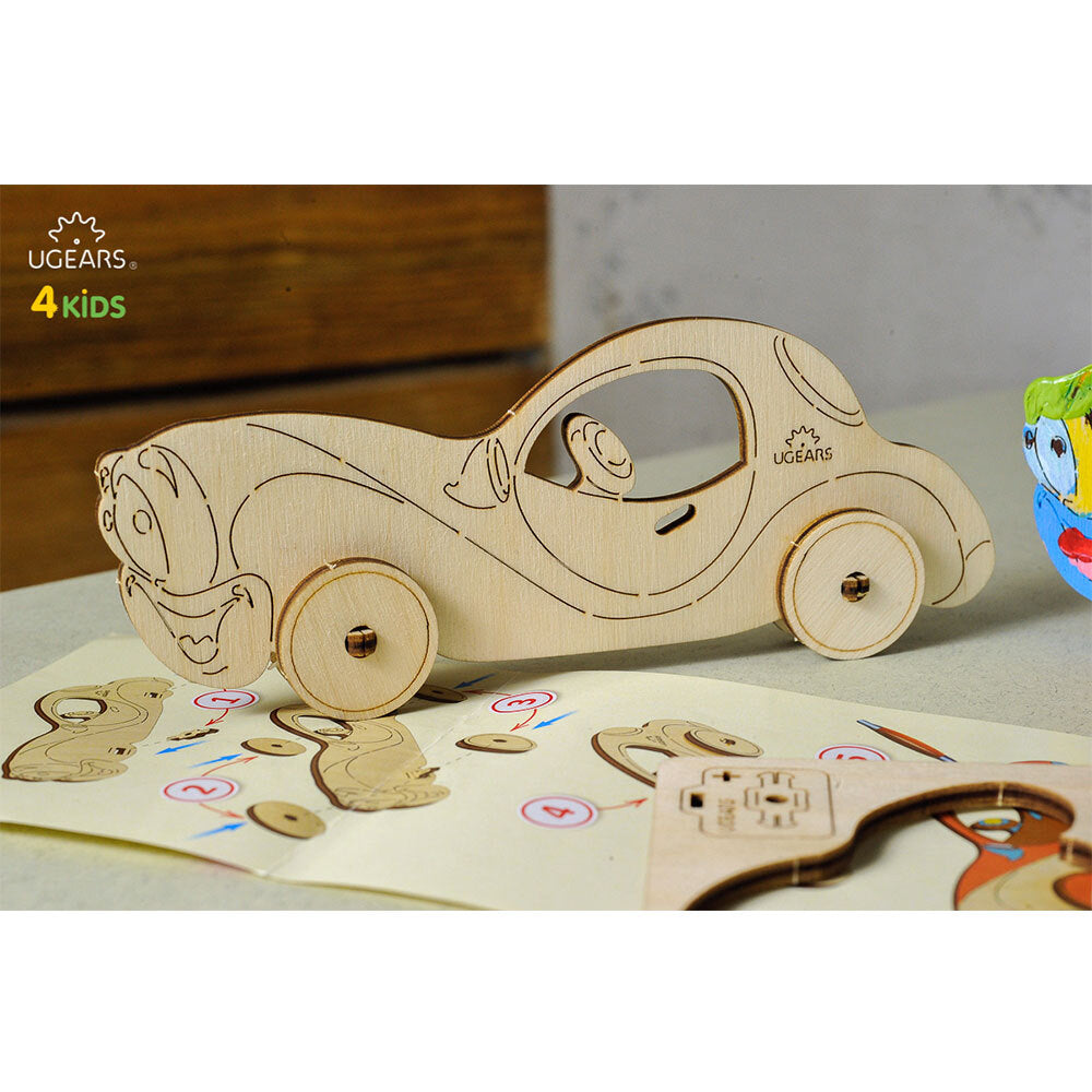 Ugears 3D Colouring Car DIY Wooden Puzzle 8pc