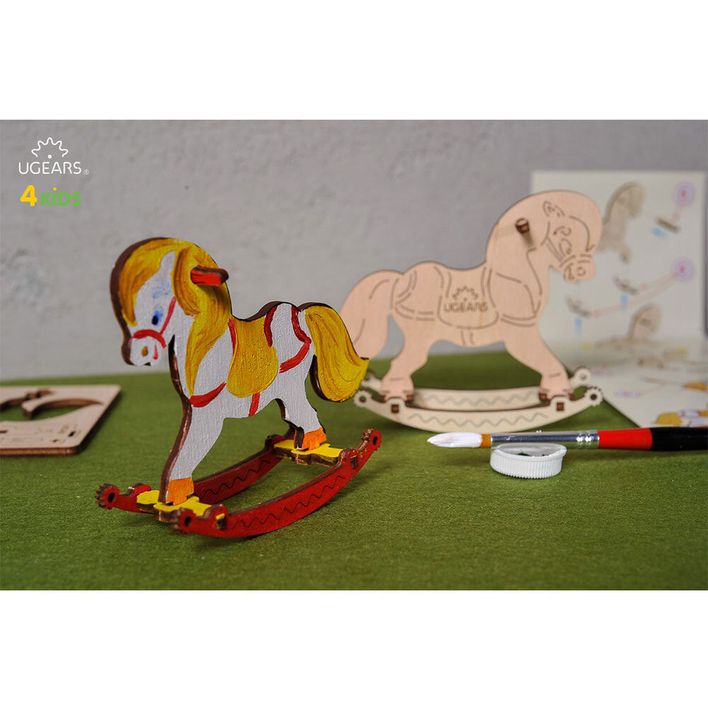 Ugears 3D Colouring Rocking Horse DIY Wooden Puzzle 8pc