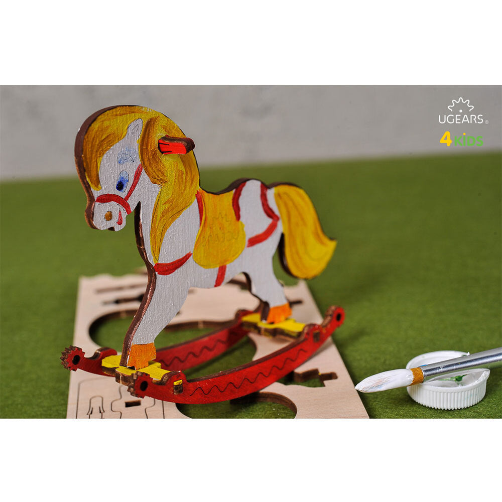 Ugears 3D Colouring Rocking Horse DIY Wooden Puzzle 8pc