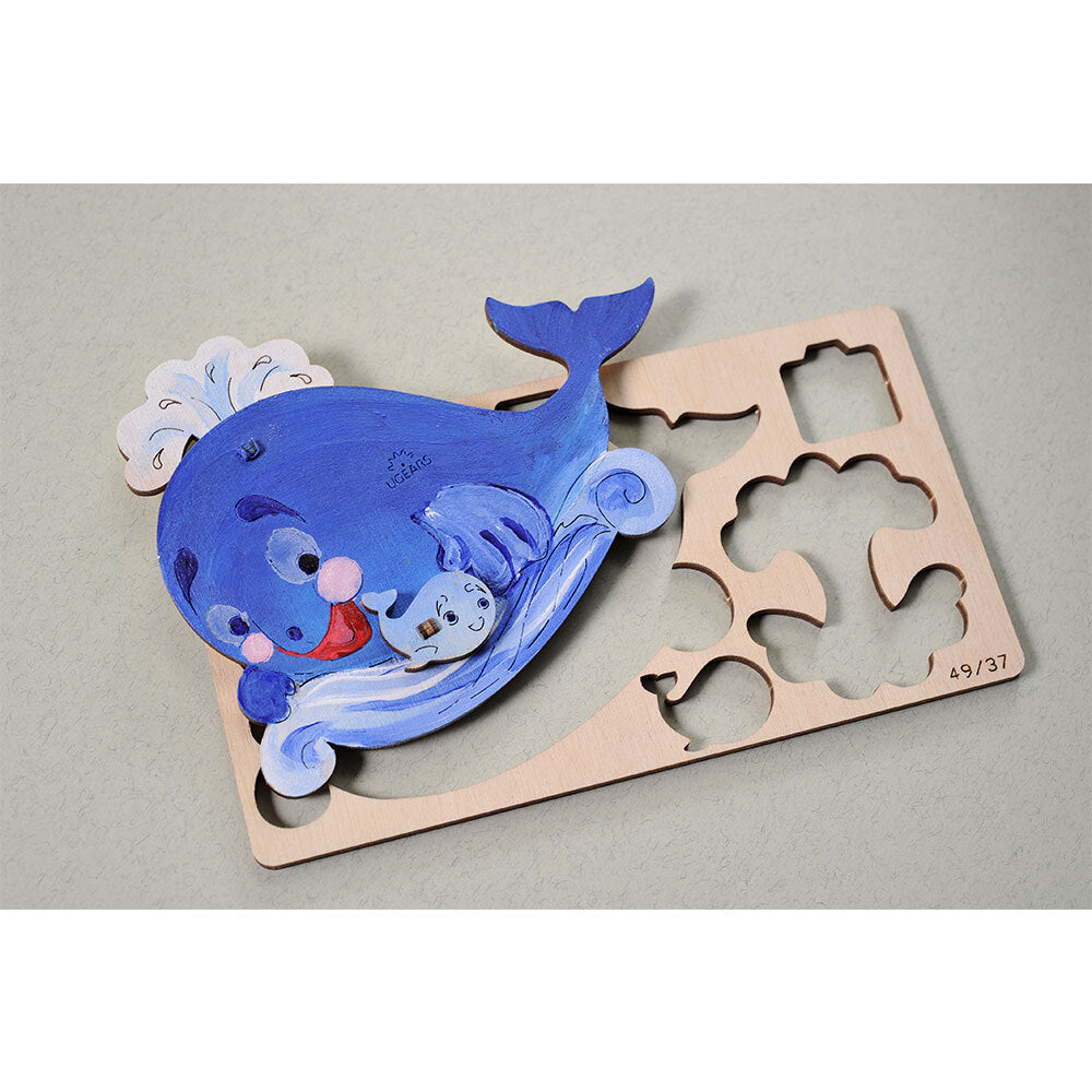 Ugears 3D Colouring Whale DIY Wooden Puzzle 8pc