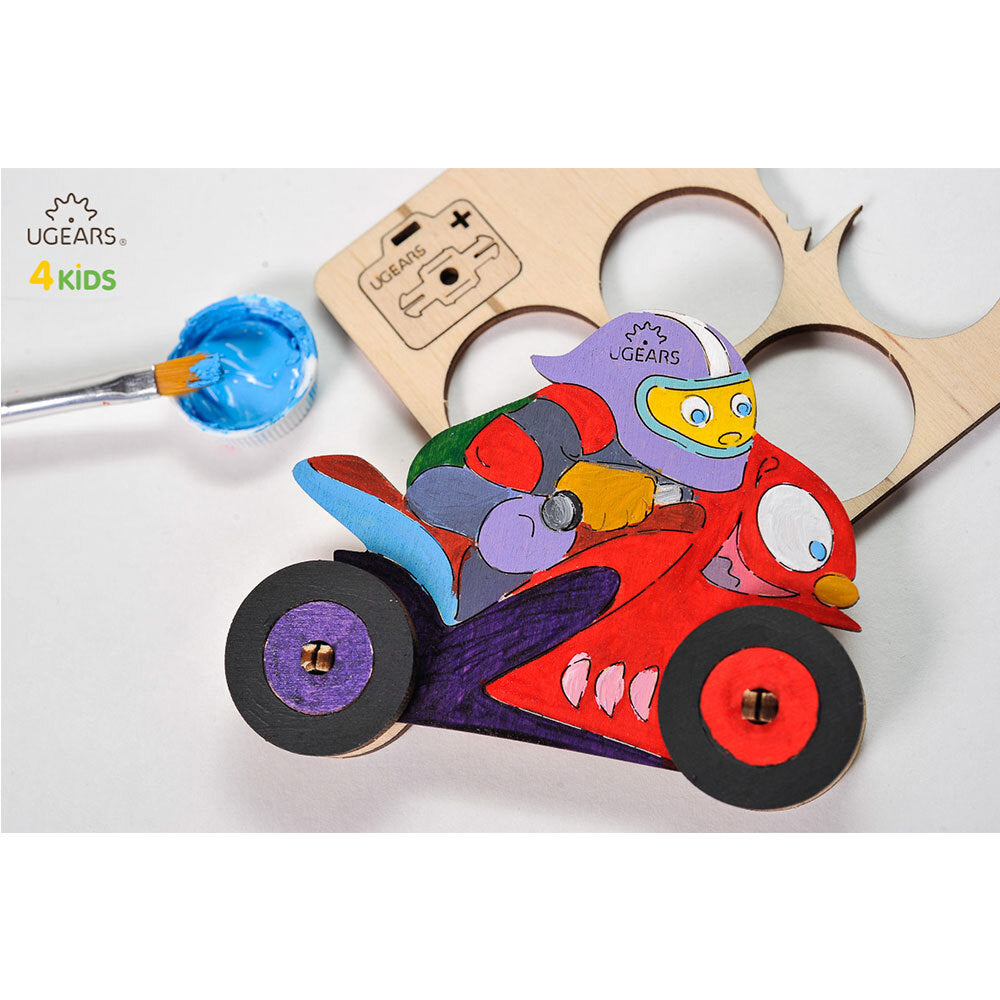 Ugears 3D Colouring Motorcyclist DIY Wooden Puzzle 8pc