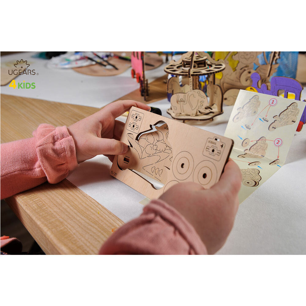 Ugears 3D Colouring Motorcyclist DIY Wooden Puzzle 8pc
